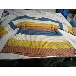 A Beautiful Soul 1x/2x Women Knit Sweater Top 3/4 Sleeve Hand Made Crochet Style